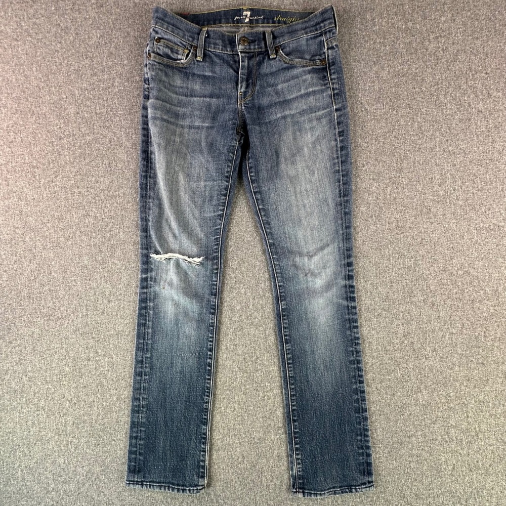 7 For All Mankind Jeans Womens 25 Straight Leg Blue Distressed AU19042A